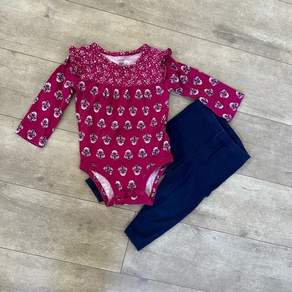 Carter’s 18 Month Baby Girl Bohemian Long Sleeve Bodysuit & Leggings Set